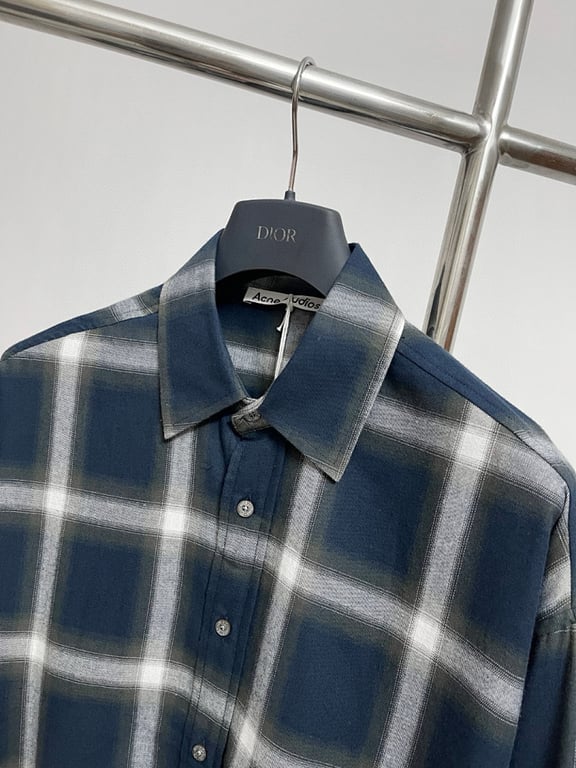 Acne Studios Plaid Flannel Shirt Navy - 6