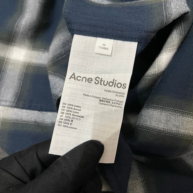 Acne Studios Plaid Flannel Shirt Navy - 9