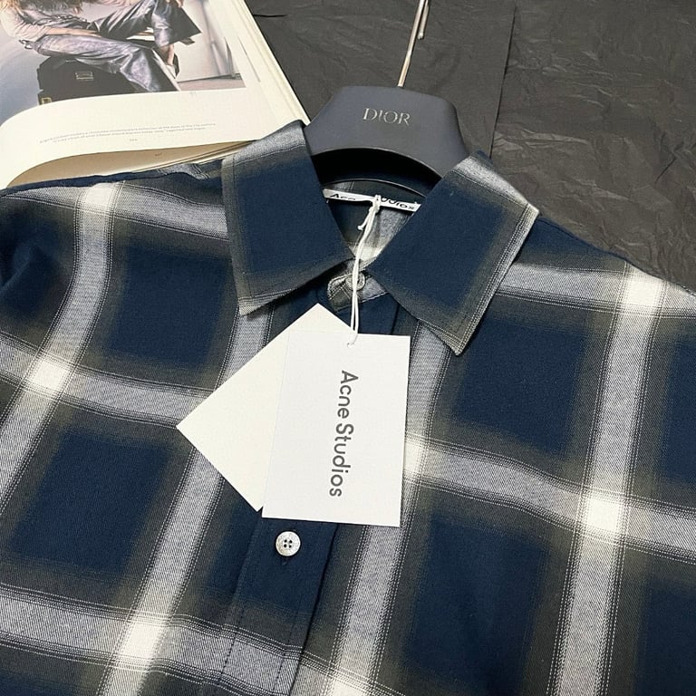 Acne Studios Plaid Flannel Shirt Navy - 10