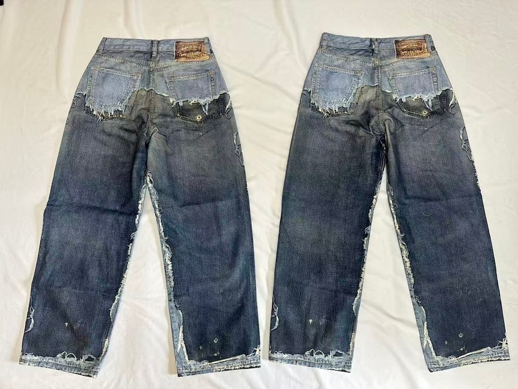 Acne Studios Distressed Patchwork Jeans - 6