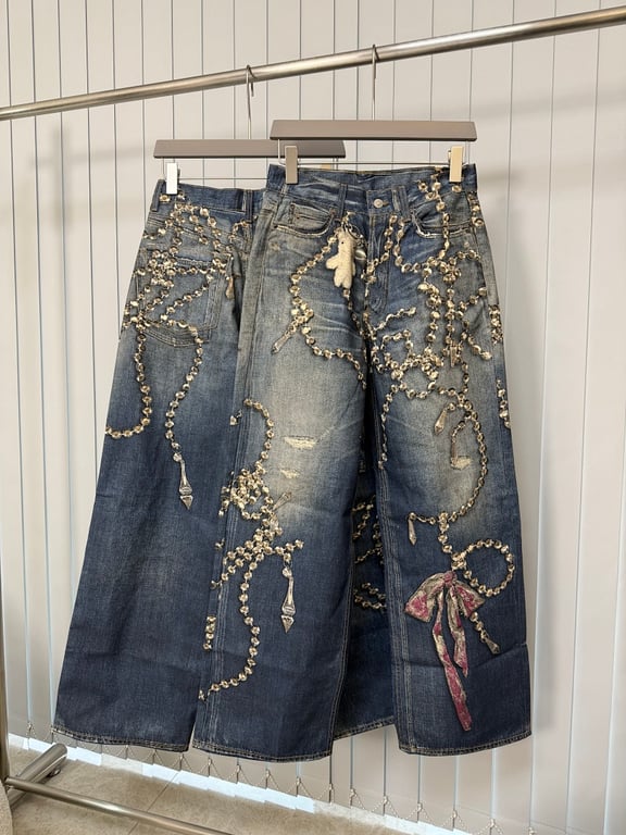 Acne Studios Trompe L'oeil Bead Print Jeans - 12