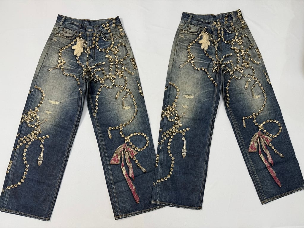 Acne Studios Trompe L'oeil Bead Print Jeans - 10