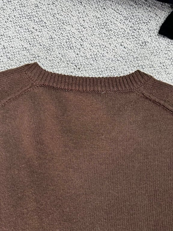 Acne Studios V-Neck Logo Sweater Brown - 12