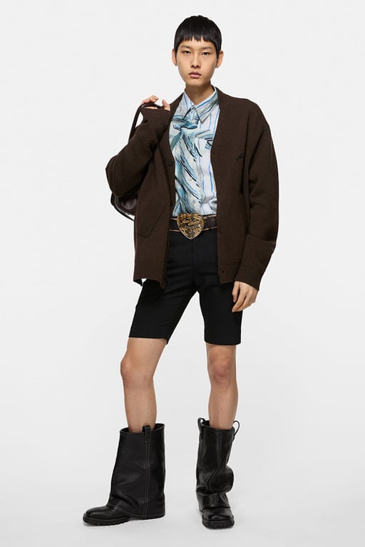 Acne Studios V-Neck Logo Sweater Brown - 3
