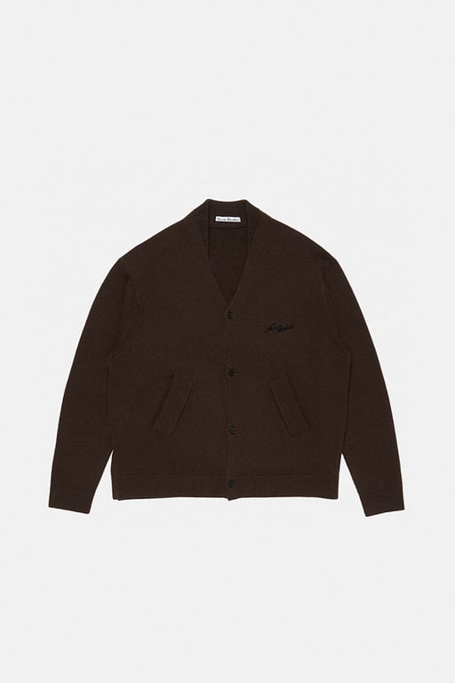 Acne Studios V-Neck Logo Sweater Brown - 4