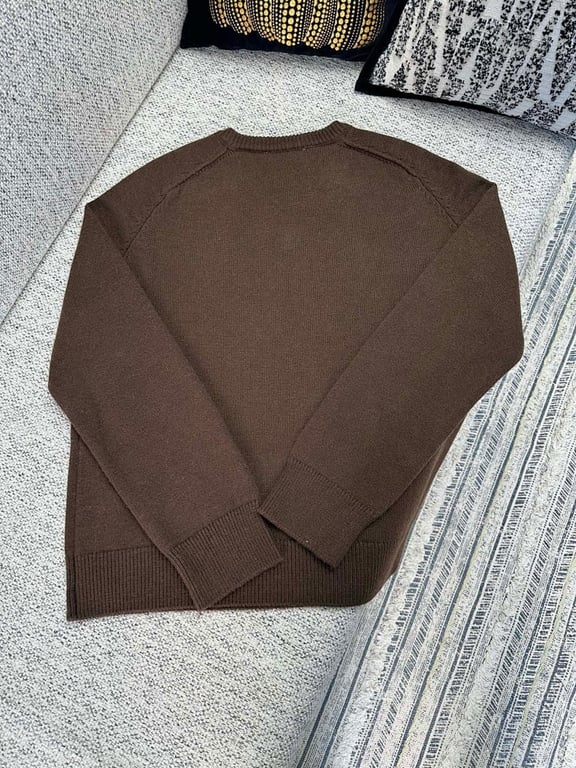 Acne Studios V-Neck Logo Sweater Brown - 5