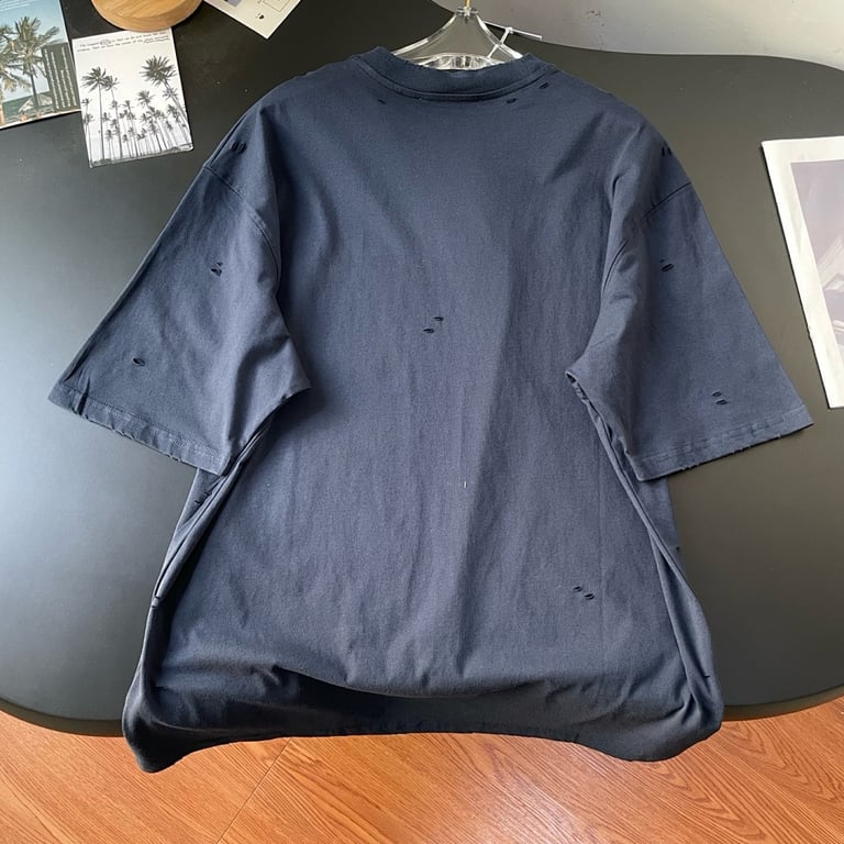 Acne Studios Distressed Logo T-Shirt Navy - 10