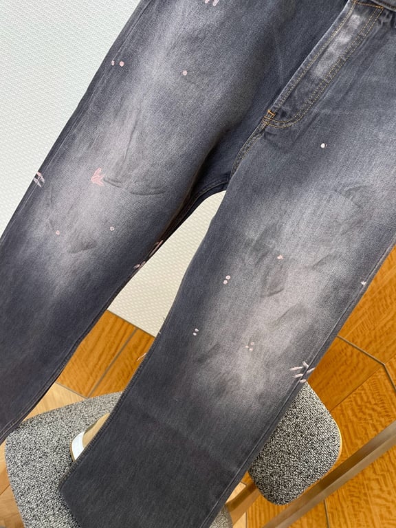 Acne Studios Faded Black Pink Splatter Jeans - 4