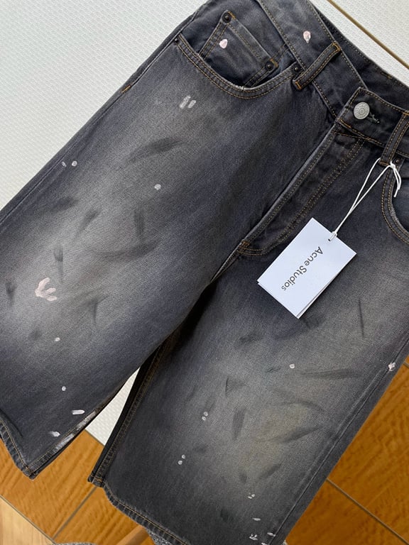 Acne Studios Paint Splatter Denim Shorts Grey - 4