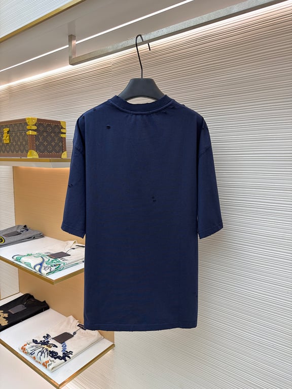 Acne Studios Distressed Logo T-Shirt Navy - 5