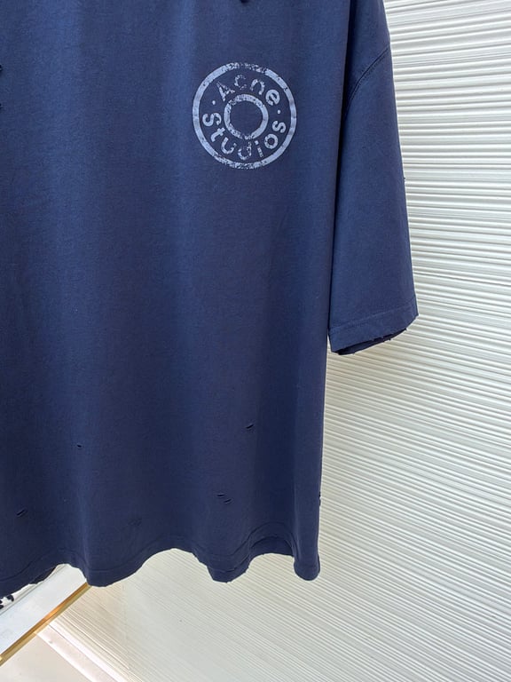 Acne Studios Distressed Logo T-Shirt Navy - 10
