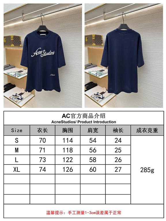 Acne Studios Script Logo T-Shirt Navy - 2