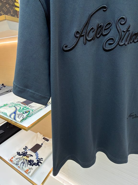 Acne Studios Script Logo T-Shirt Navy - 11