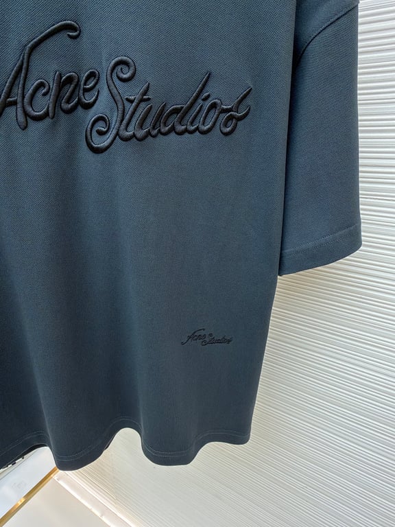 Acne Studios Script Logo T-Shirt Navy - 12