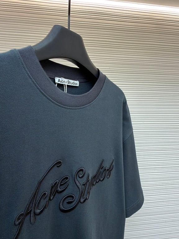 Acne Studios Script Logo T-Shirt Navy - 13