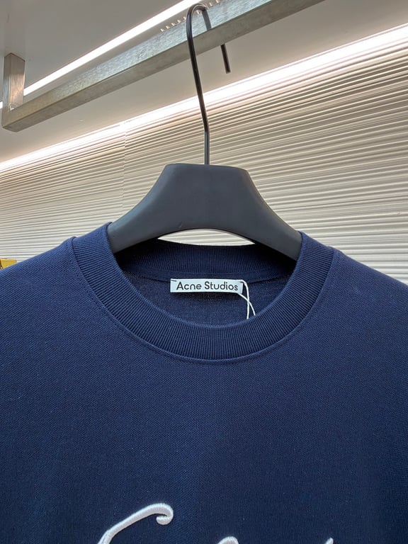 Acne Studios Script Logo T-Shirt Navy - 16