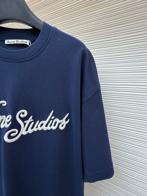Acne Studios Script Logo T-Shirt Navy - 18