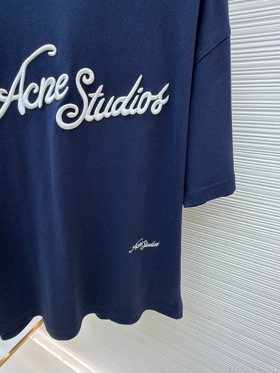 Acne Studios Script Logo T-Shirt Navy - 20
