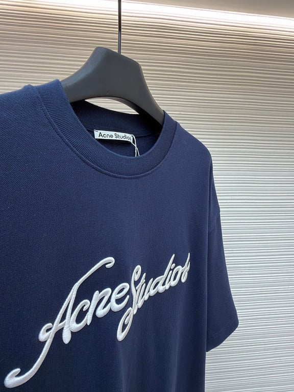 Acne Studios Script Logo T-Shirt Navy - 21