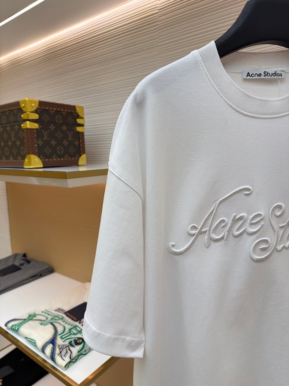 Acne Studios Script Logo T-Shirt Navy - 26