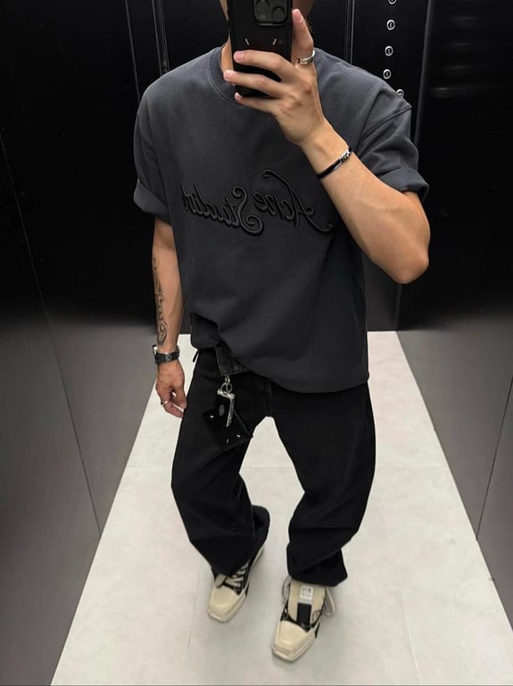 Acne Studios Script Logo T-Shirt Navy - 5
