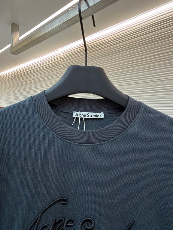 Acne Studios Script Logo T-Shirt Navy - 8