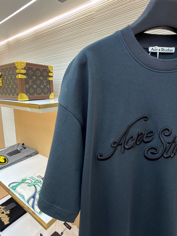 Acne Studios Script Logo T-Shirt Navy - 9
