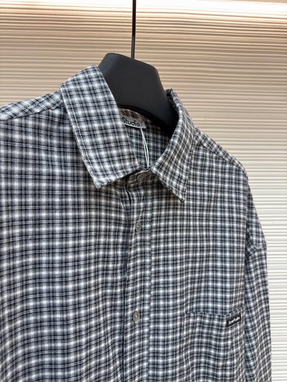 Acne Studios Plaid Flannel Shirt Black White - 11