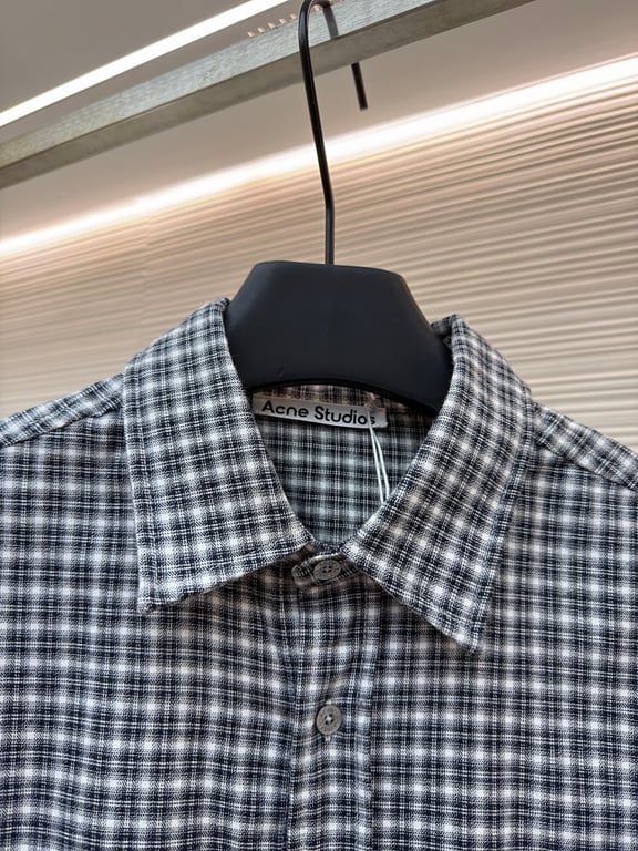Acne Studios Plaid Flannel Shirt Black White - 6