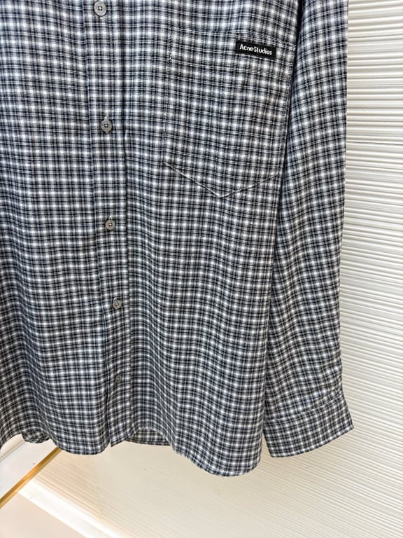 Acne Studios Plaid Flannel Shirt Black White - 10