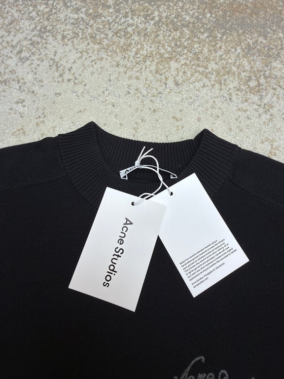 Acne Studios Script Logo Knit T-Shirt Black - 12