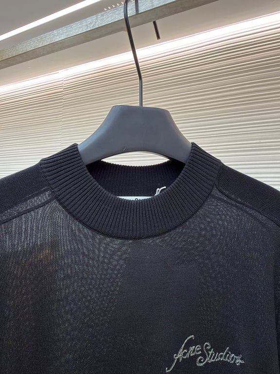 Acne Studios Script Logo Knit T-Shirt Black - 8