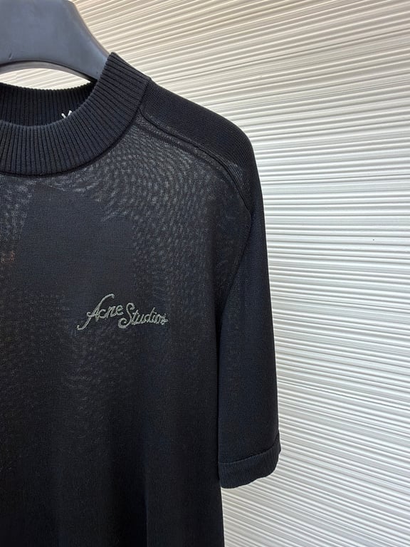 Acne Studios Script Logo Knit T-Shirt Black - 9