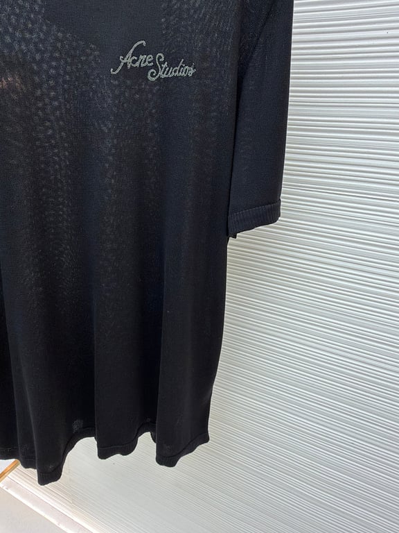 Acne Studios Script Logo Knit T-Shirt Black - 10