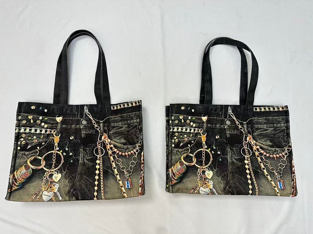 Acne Studios Denim Print Tote Bag - 6