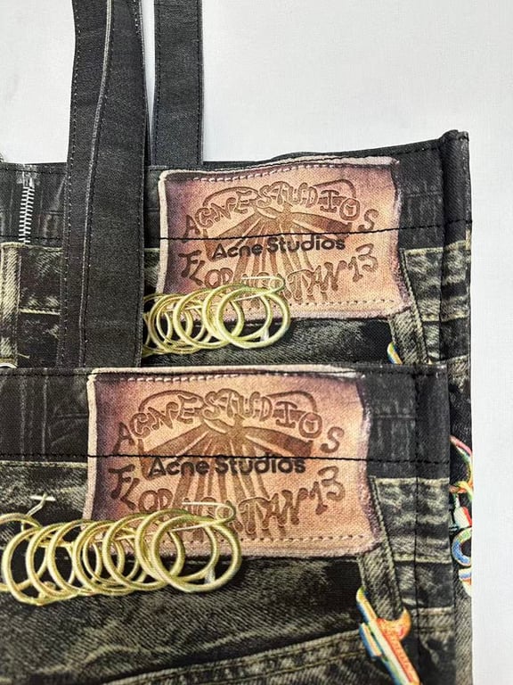 Acne Studios Denim Print Tote Bag - 9