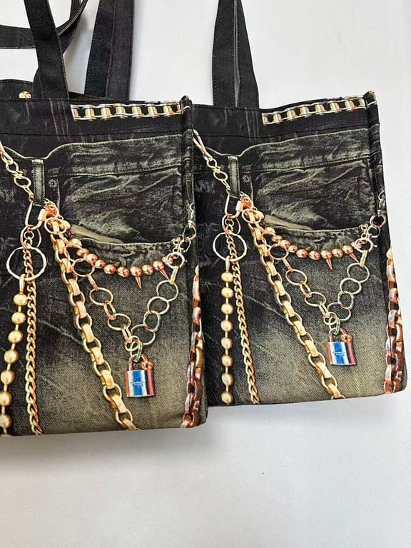 Acne Studios Denim Print Tote Bag - 10