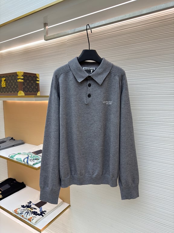 Acne Studios Wool Long-Sleeve Polo - 14