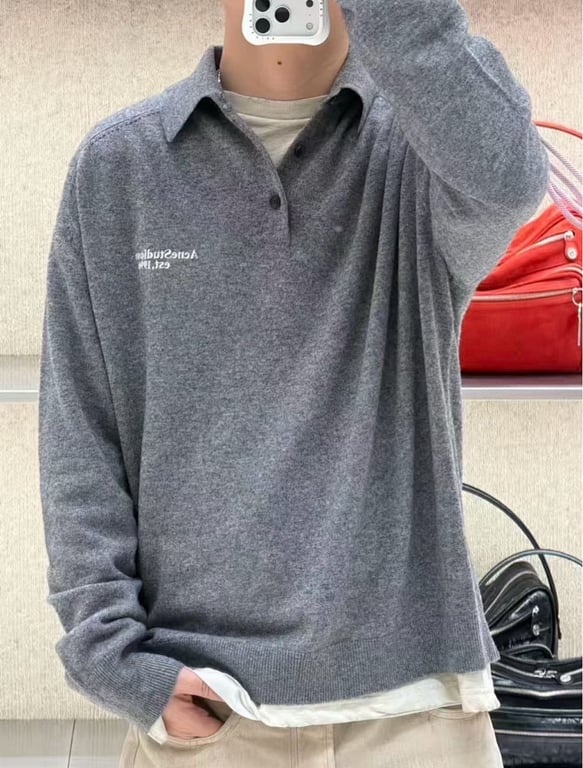 Acne Studios Wool Long-Sleeve Polo - 4