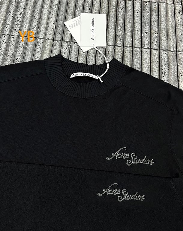 Acne Studios Script Logo Knit T-Shirt Black 526085−51L - 11