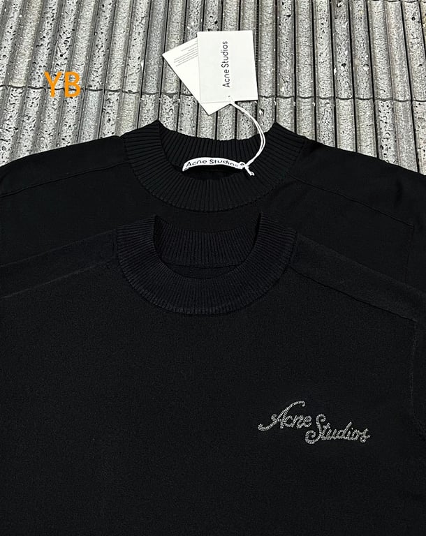 Acne Studios Script Logo Knit T-Shirt Black 526085−51L - 8