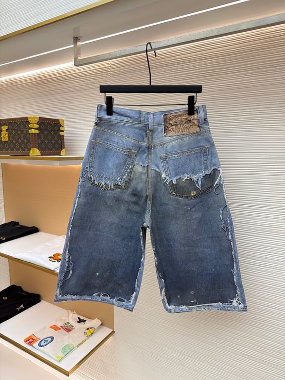 Acne Studios 6C967-60L Distressed Denim Shorts - 14