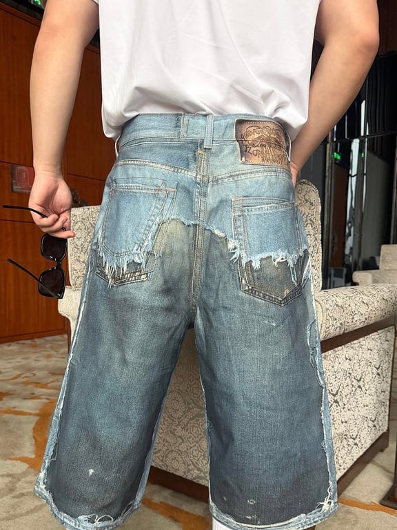 Acne Studios 6C967-60L Distressed Denim Shorts - 3