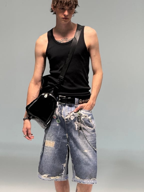 Acne Studios 6C967-60L Distressed Denim Shorts - 4
