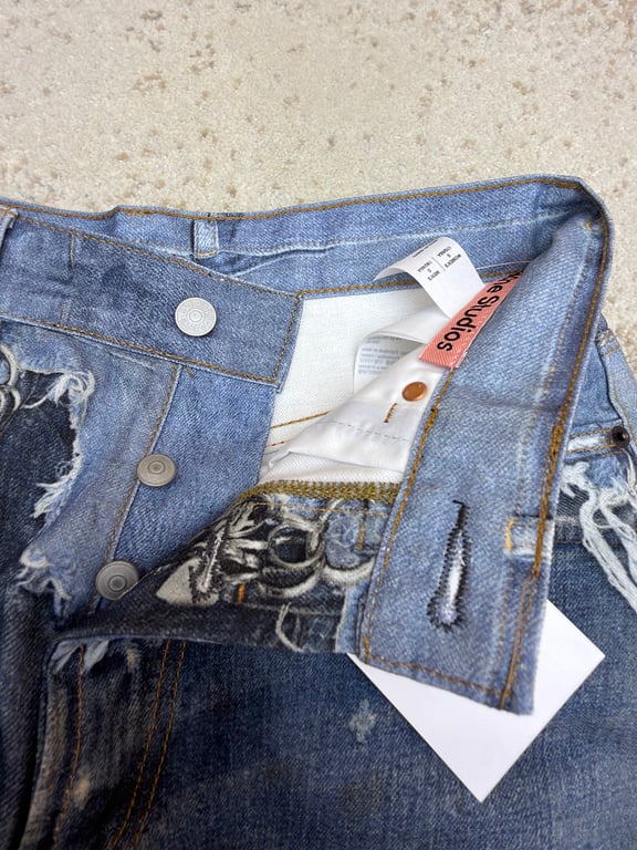 Acne Studios 6C967-60L Distressed Denim Shorts - 7