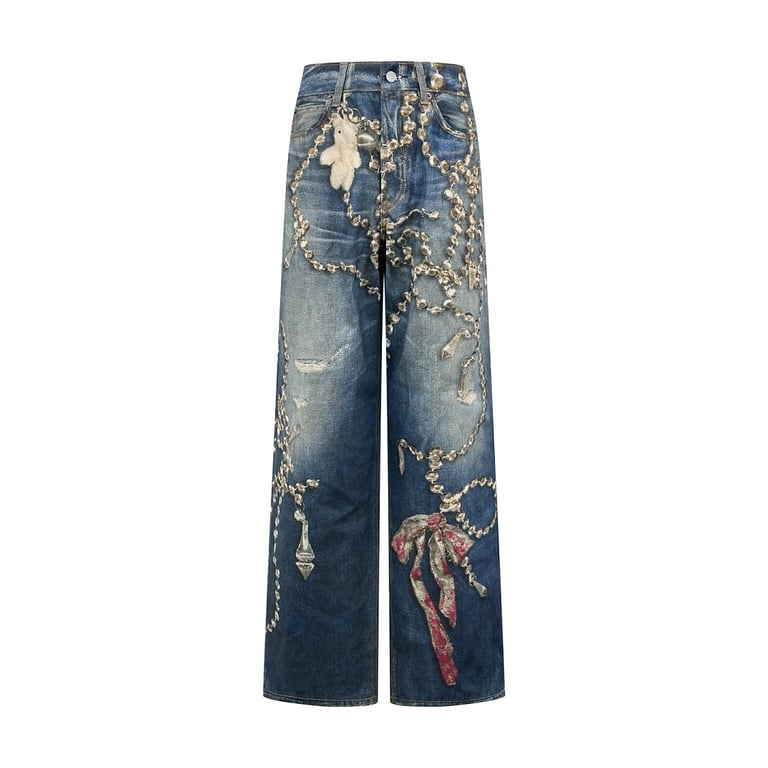 Acne Studios 6B851-60L Trompe L'oeil Printed Jeans