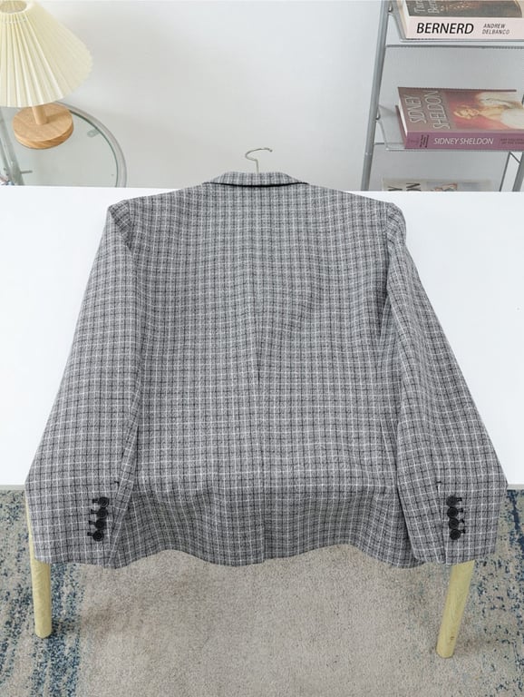 Acne Studios Grey Checkered Blazer - 4