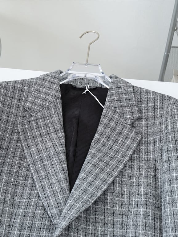 Acne Studios Grey Checkered Blazer - 5