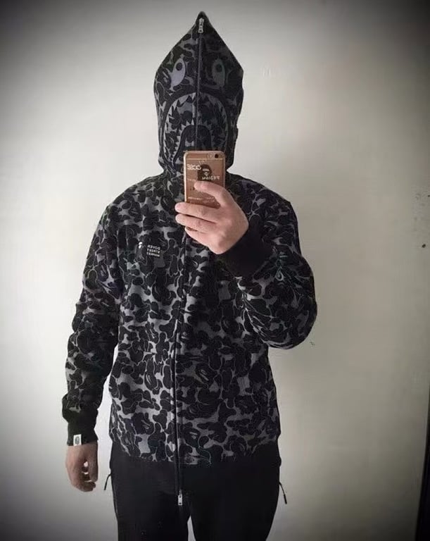 BAPE Shark Full Zip Hoodie Black Camo - 2