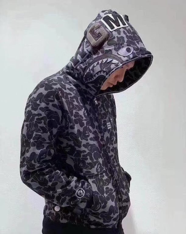 BAPE Shark Full Zip Hoodie Black Camo - 3